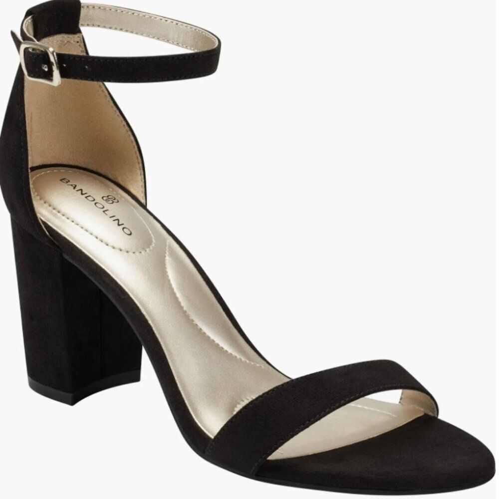 Bandolino Armory Ankle Strap Heels Women's Size 8 Black Adjustable Strap 3" Heel